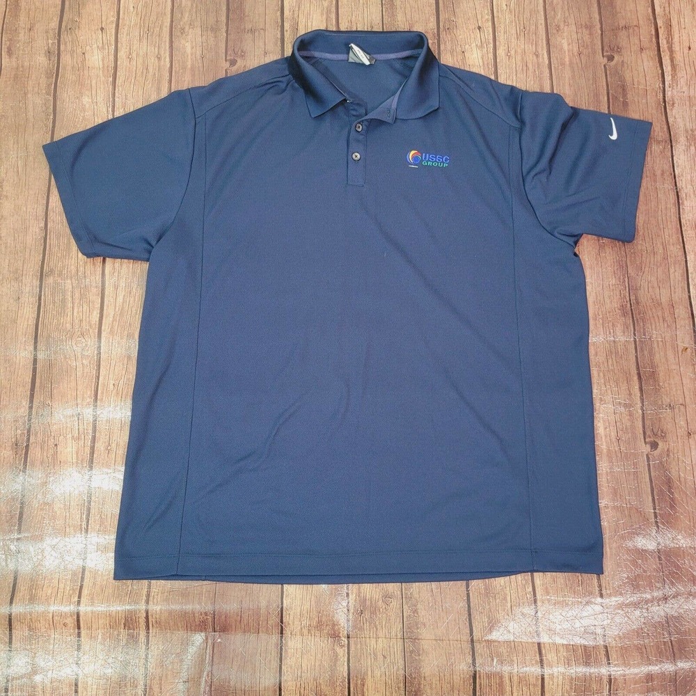 Nike Mens Polo Shirt Mens Navy Blue XXL USSC Group Logo Short Sleeve Collared